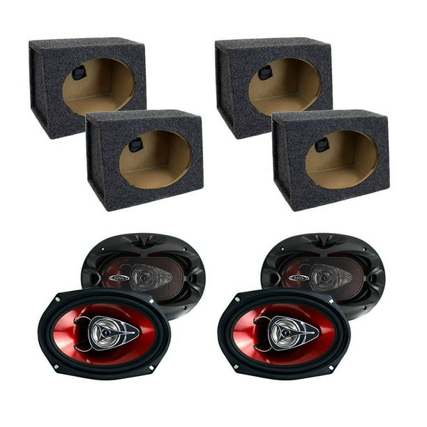 6x9 3-way Speakers 700 Watts Max With Speaker Box Enclosures Bundle Kit Set NEW